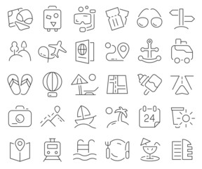 Poster - Travel and tourism line icons collection. Thin outline icons pack. Vector illustration eps10