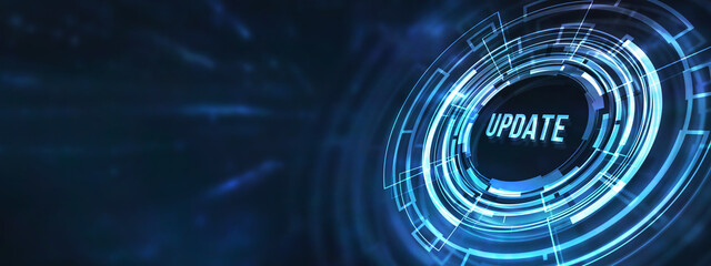 Internet, business, Technology and network concept. Update software computer program upgrade. 3d illustration.