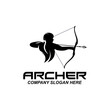 archer fighter logo design, arrow direction target, royal protector vector illustration
