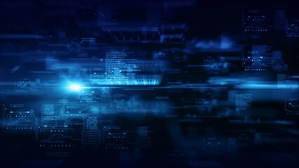 Digital cyberspace with animation numbers, Technology digital big data network connection, Technology matrix abstract background concept. Seamless Loop animation 4K