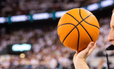 Canvas Print - basketball game ball in hoop