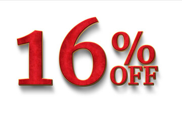 Wall Mural - Red 16 Percent off 3d Sign on White Background