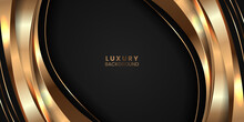Curve Smooth Golden Color With Black Background For Luxury Elegant Background For Award Winning
