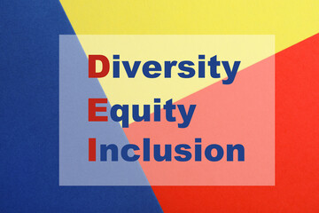 Wall Mural - Abbreviation DEI - Diversity, Equity, Inclusion on color background