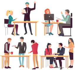 Wall Mural - Businesspeople have project strategy planning meeting. Teamwork with business plan, creating new creative project. Meeting to discuss starting business. Colleagues discussing work in entrepreneurship