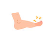 illustration of swollen big toe, swollen due to wound infection. illness, incident, injury, illness. flat cartoon. design elements. human body parts