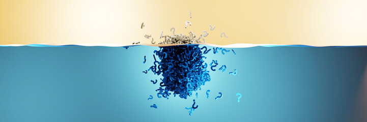Wall Mural - floating iceberg made by infinite question marks; question and doubt concepts. original 3d rendering
