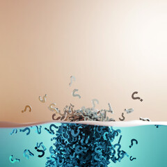 Wall Mural - floating iceberg made by infinite question marks; question and doubt concepts. original 3d rendering