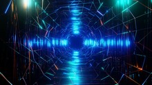 3D Rendering. Flight In Abstract Sci-fi Tunnel. Futuristic Motion Graphics, High Tech Background. Time Warp Portal, Lightspeed Hyperspace Concept. Glowing Hi Tech Texture. Cyberpunk