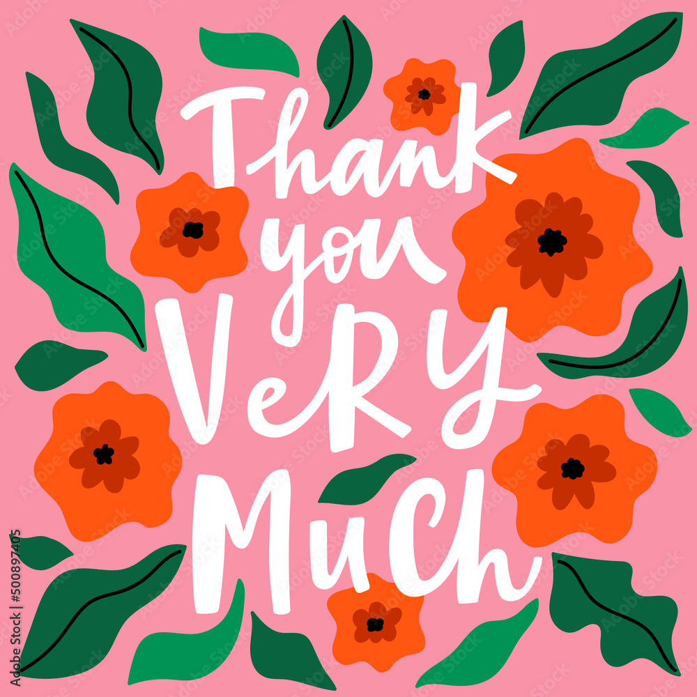 Thank you very much lettering poster, card, print. Cute vector ...
