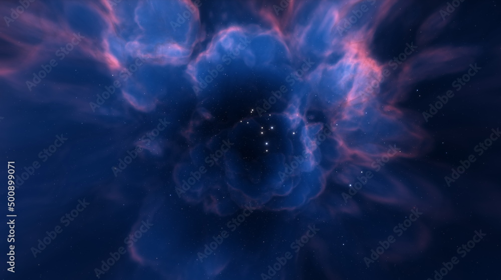 Cosmic nebula in space among stars and galaxies. Gas dust clouds nebula ...