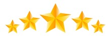 Five Rating Yellow Stars. Star Icon. Vector Yellow Isolated Five Stars. Customer Feedback Concept. Vector 5 Stars Rating Review. Quality Shape Design.