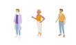© nod design - Set of different isometric people on white. Vector illustration flat design isolated. Male and female characters. Office and casual clothes.