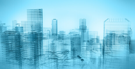 Wall Mural - architecture wireframe concept design