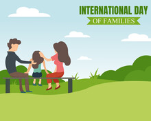 Illustration Vector Graphic Of A Family Sitting In The Garden, Perfect For International Day Of Families, Celebrate, Greeting Card, Etc.
