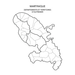 Wall Mural - Vector Map of the Geopolitical Subdivisions of the French Department of Martinique with Arrondissements and Municipalities as of 2022 - Outremer - France