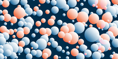 Wall Mural - abstract red and blue 3d spheres pattern - geometric texture with randomly placed balls, generative 