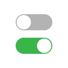 Wall Mural - Power ON OFF Switch slider button in gray and green colors. Vector illustration EPS 10
