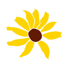 Wall Mural - Open heliopsis blossom vector color illustration isolated on white background. Vector sketch style top view hand drawing of wild, heliopsis, false sunflower.