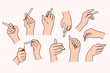 © drawlab19 - Set of people hands with cigarette. Collection of smoker bad habit. Concept of unhealthy lifestyle and addiction. Smoking life. Flat vector illustration.