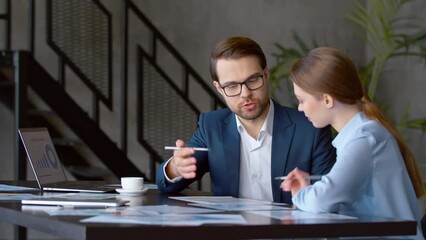 Poster - Business colleagues talk project strategy at meeting room