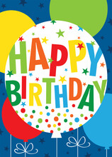 Happy Birthday Card With Colorful Balloons Design