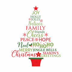merry christmas tree greeting card design