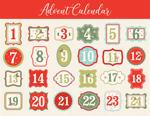 Sticker - christmas advent calendar with cute frame design