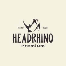 Head Rhino Hipster Logo Design Vector Graphic Symbol Icon Illustration Creative Idea