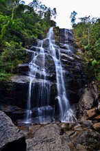 Véu Da Noiva (Bridal Veil) Waterfall Surrounded By The Lush Subtropical Montane Rainforest Of The Lower Sector Of Itatiaia National Park, Itatiaia, Rio De Janeiro, Brazil