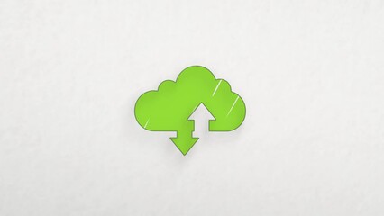 Aufkleber - Cloud download and upload icon with color drawing effect. Doodle animation. 4K