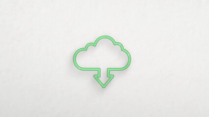 Aufkleber - Cloud download icon with color drawing effect. Doodle animation. 4K
