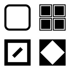 Canvas Print - Square Flat Icon Set Isolated On White Background