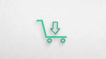 Fototapete - Shopping cart icon with color drawing effect. Doodle animation. 4K