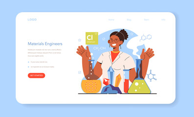 diverse women in science web banner or landing page. female material