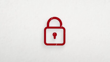 Poster - Padlock icon with color drawing effect. Doodle animation. 4K