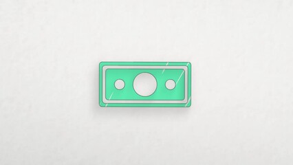 Poster - Banknote dollar icon with color drawing effect. Doodle animation. 4K