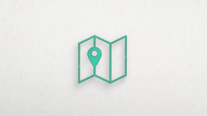 Poster - Map navigation icon with color drawing effect. Doodle animation. 4K