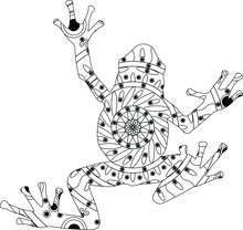 Simple Unique Animal Amphibians Cute Toad Frog Mandala Line Art Logo Tattoo Cubism Surrealism Style, Creative Pattern Decoration Popular Artwork For World Wildlife Day