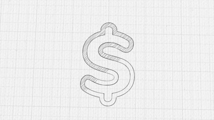 Poster - Dollar symbol icon with color drawing effect. Doodle animation. 4K