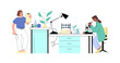 Homeopathic or naturopathic clinic or pharmacy, vector illustration isolated.