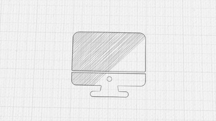 Leinwandbilder - Computer monitor icon with color drawing effect. Doodle animation. 4K