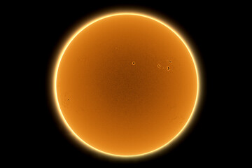 Wall Mural - sun in dark space with solar spots on the 25th april 2022