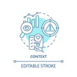 Context turquoise concept icon. Innovation management abstract idea thin line illustration. Identifying opportunities. Isolated outline drawing. Editable stroke. Arial, Myriad Pro-Bold fonts used