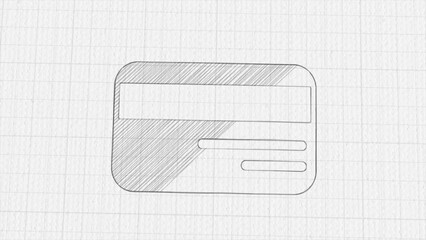 Poster - Credit card icon with color drawing effect. Doodle animation. 4K
