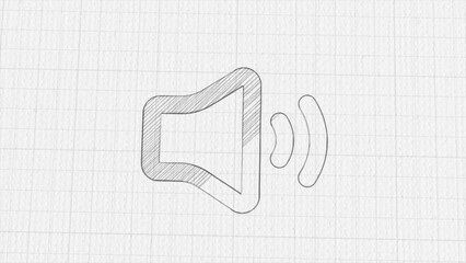 Poster - Speaker volume icon with color drawing effect. Doodle animation. 4K