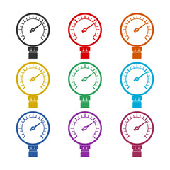 Canvas Print - Pressure gauge icon color set isolated on white background