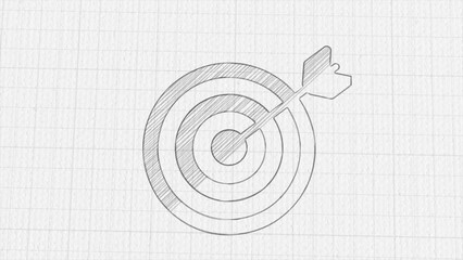 Leinwandbilder - Target with arrow icon with color drawing effect. Doodle animation. 4K