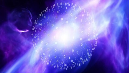 Wall Mural - 3d glow binary data sphere cyberspace animation.