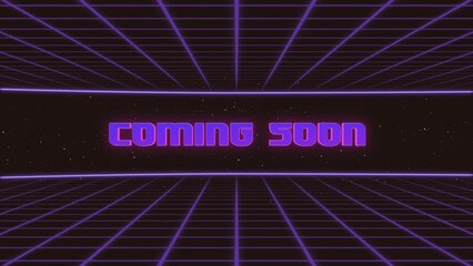 Fototapete - Coming Soon Title Animated Retro Futuristic 80s 90s Style. Animation squares and retro background